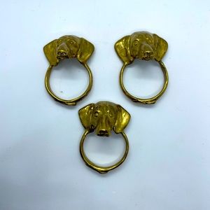 Brass Dog Napkin Holder Set of 3. Vintage.